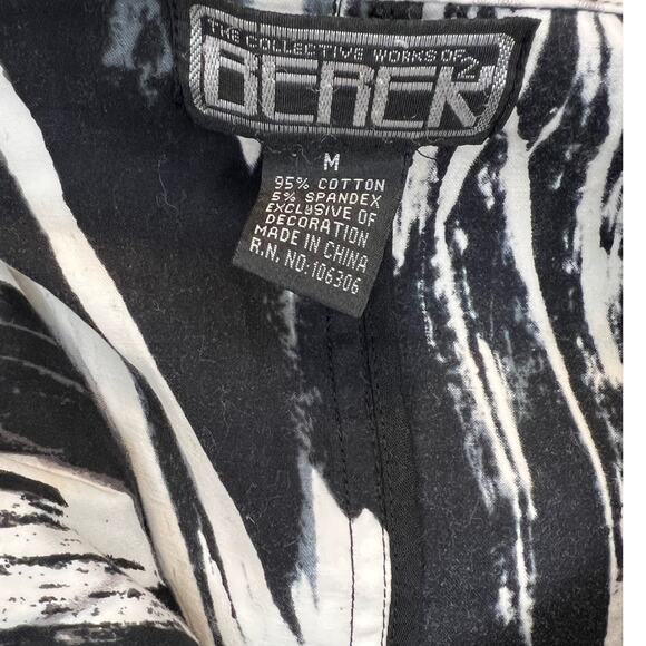 BEREK2 Black White Abstract Print Collar Zip Jacket Neiman Marcus Size Medium - Picture 6 of 6